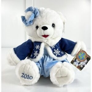 Dan Dee Snowflake Teddy Bear 2010 Girl White Plush 20" Blue Jacket Dress Bow New